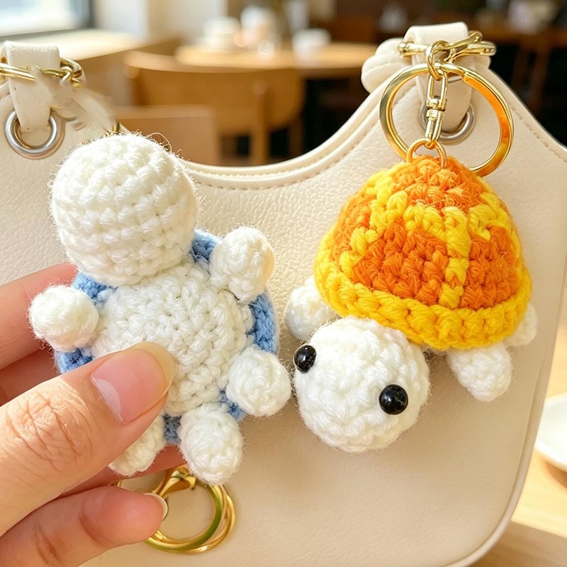 Mini Backpack Purse - Handgebreide schildpad sleutelhanger mini amigurumi sleutelhanger